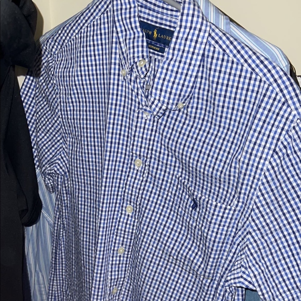 long sleeve cheeckered polo dress shirt